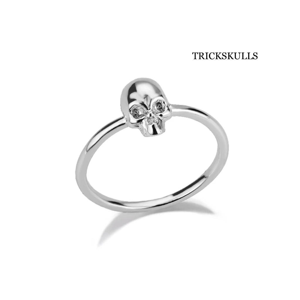 Silver Stainless Elegant Minimalist Gothic Punk Skull Ring Size 7 New & Sealed!